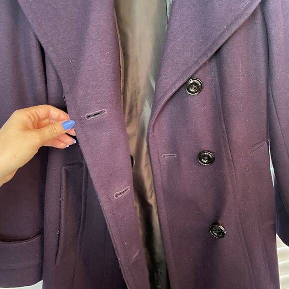 Anne Klein wool Peacoat dark purple eggplant small - Picture 6 of 8